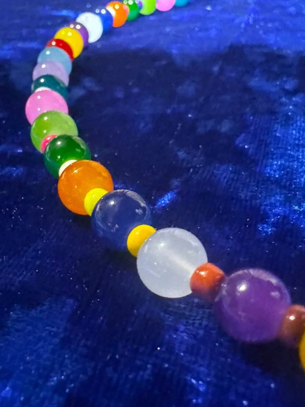 Tennis Necklace Multicolor High Quality 8mm Round Glass Beads for Kids / Teens